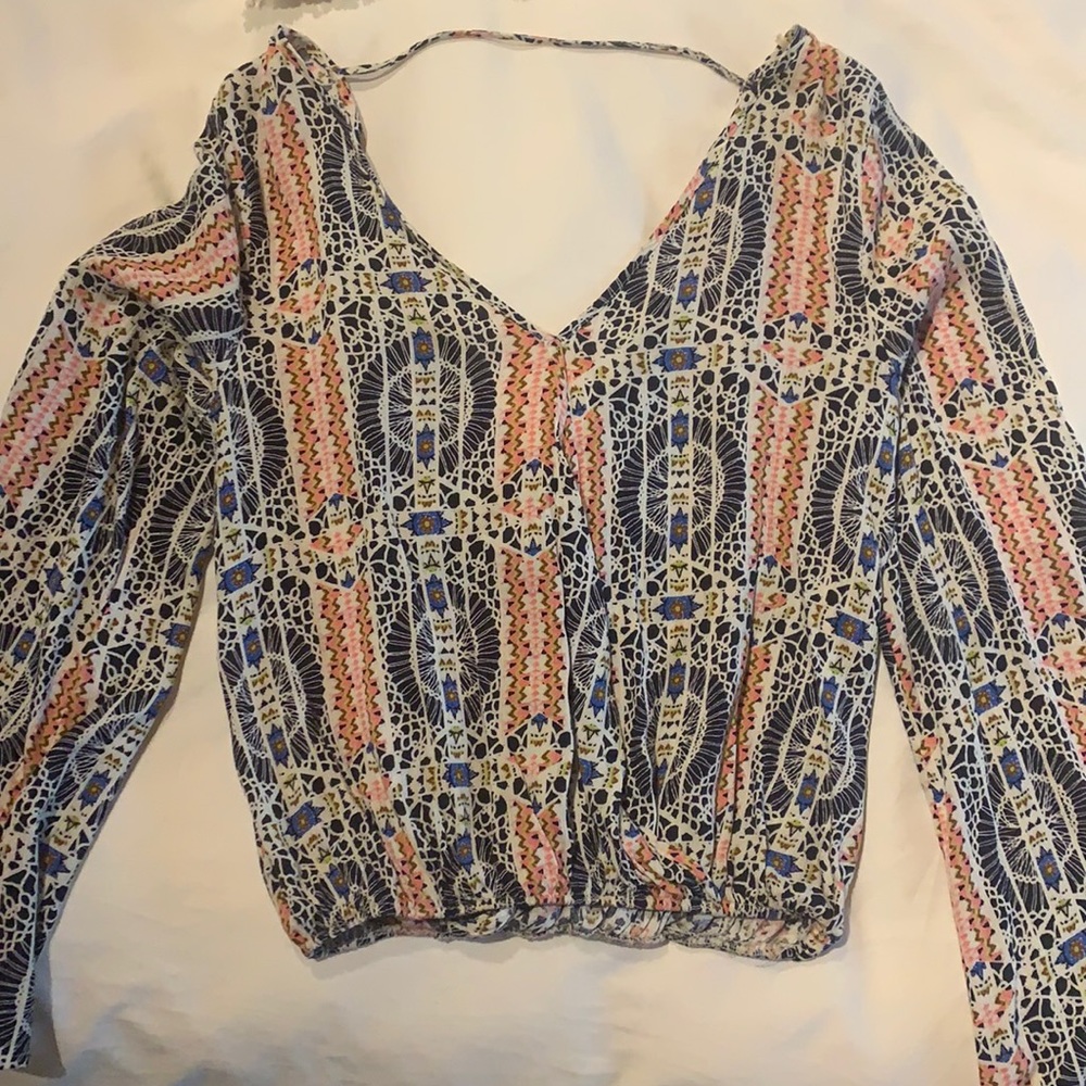 Patterned bell sleeved top